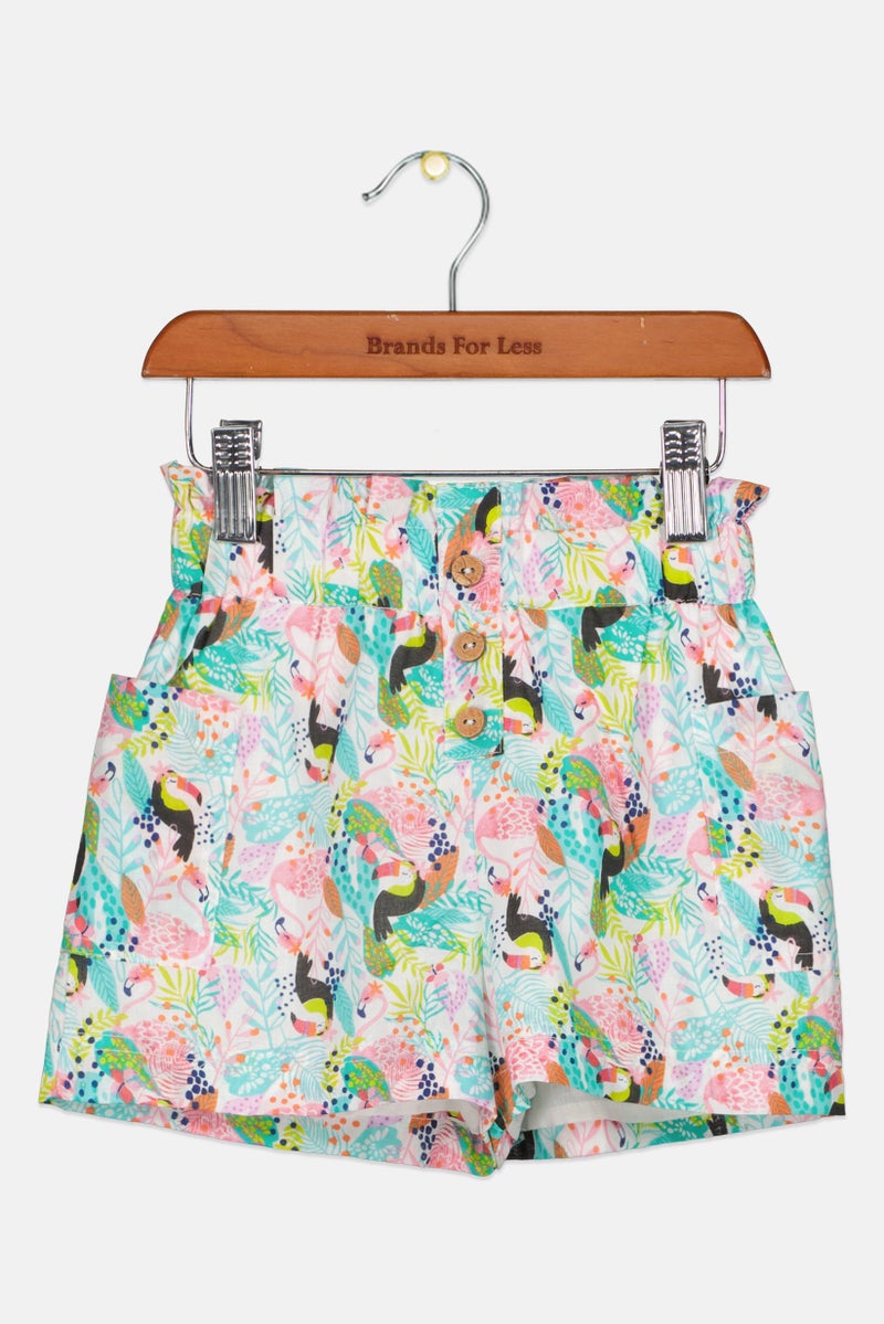 Hamleys Toddlers Girl Allover Print Basic Shorts, Multicolor - Image 1